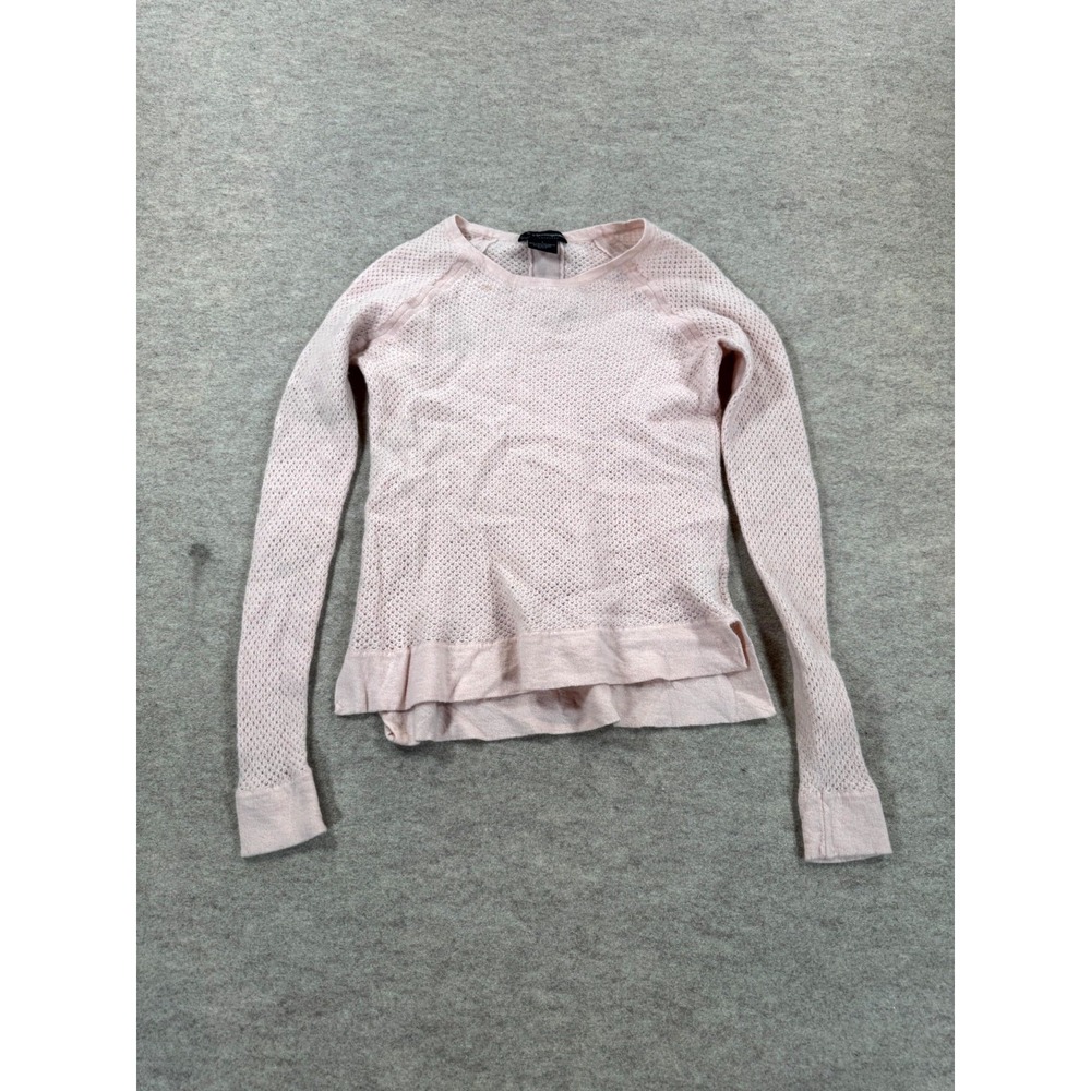 C By Bloomingdale's Pink Waffle Knit Cashmere Sweater Womens Small Crew Neck